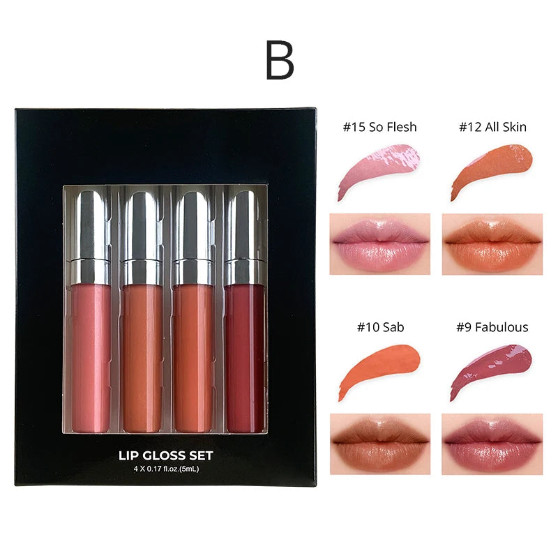Wholesale New Create Your  Own  Custom Logo Vegan 4 Color Lip Gloss Set
