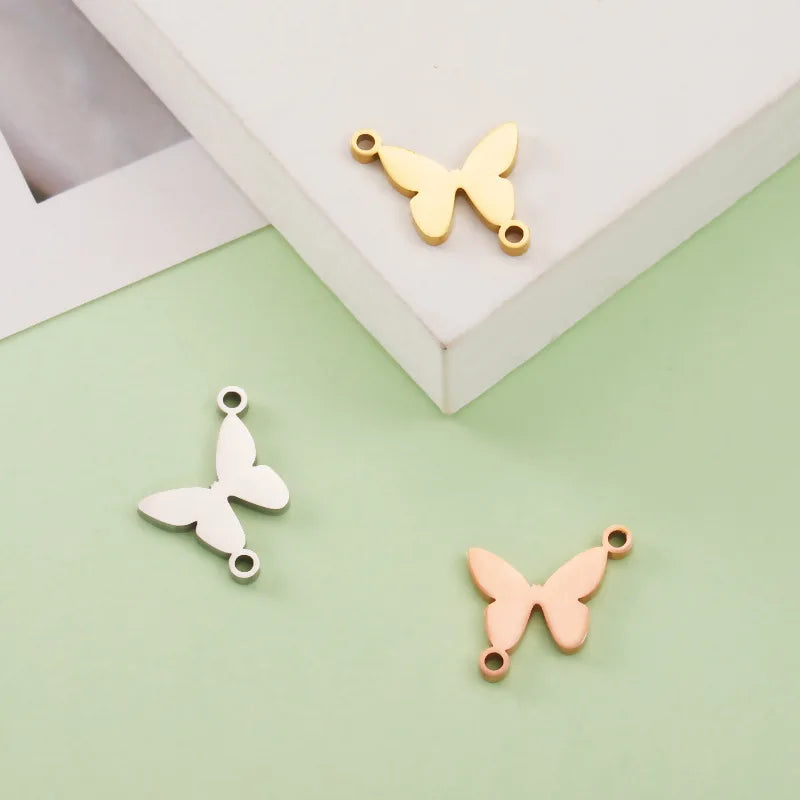 Beautiful 12*12mm Gold Plated Stainless Steel Pendant Charms Animal Butterfly Connection for Diy Necklace Jewelry Accessories