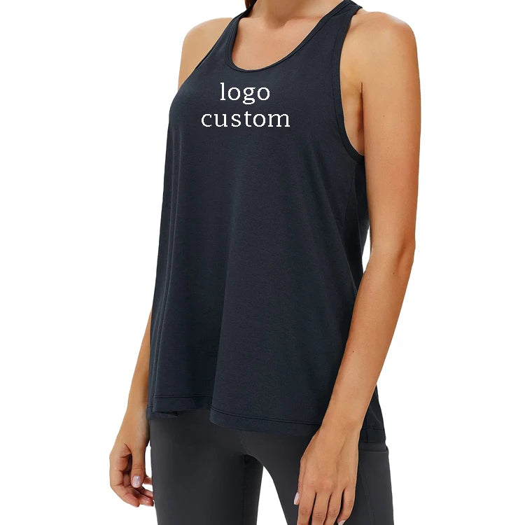 Wholesale Women Loose Fit Vest Custom Logo Women Backless Sleeveless Gym Sport Yoga Tank Top