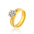 18k Gold Plated Fashion Jewelry Adjustable Stainless Steel Gemstone Couple Engagement Wedding Diamond Ring