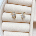 Chirstamas Fancy Cute 14K Gold Plated Pure 925 Sterling Silver CZ Zircon Reindeer Elk Deer Stud Earrings for Women Girls