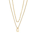 Cheap Price Women Stainless Steel Double Layers Square Shell Pendant Necklace