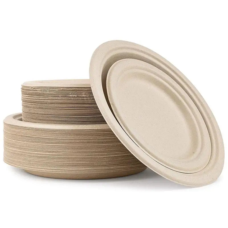 100% Biodegradable Sugarcane Fiber Disposable Tableware Eco-Friendly Party Plates