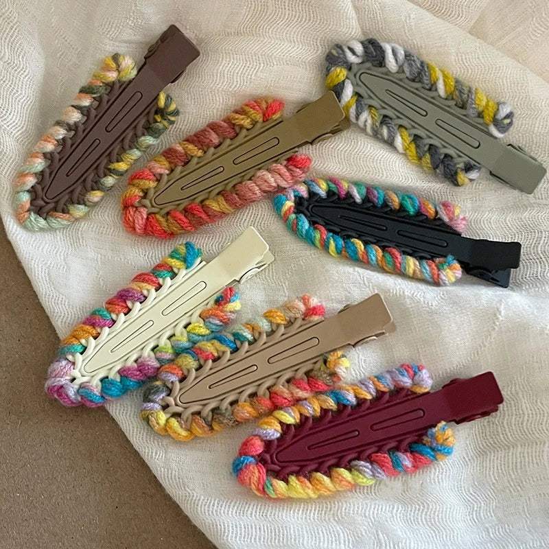MIO 6cm Hairpins Metal Alloy Knitted Wool Blended Color Hair Pin for Lady Women Side Clip Non Crease Hair Clips Girls