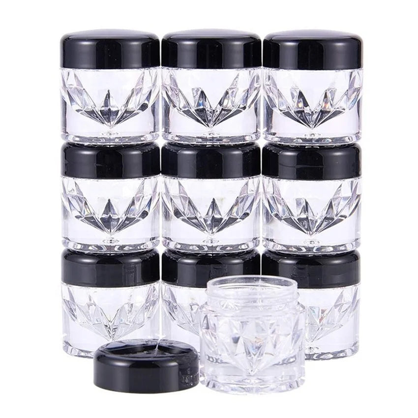Travel Sample Packaging clear Plastic Small Crystal Diamond Cosmetic Jar