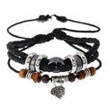 Wholesale Women's Fashion Charm Bracelets New Leaf Accessories Pendant Beaded Leather Bracelet Braided Multilayer Bracelet