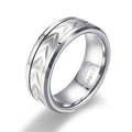 OAHLAN Fashion Jewelry Cool Style 8mm Silver Spinning Design Matte Tungsten Carbide Rings for Men's Wedding Engagement Gift