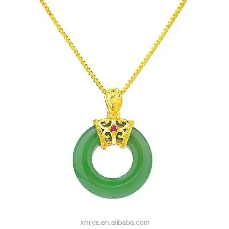 Brass Gold-Plated Necklace Imitation Jin'an Chalcedony Safety Jewelry Pendant Exquisite Craft Women's Accessories