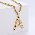 Custom Bulk Quality Hip Hop Stainless Steel Gold Plated Alphabet Charm Necklace 26 A-Z Big Initial Letter Pendant