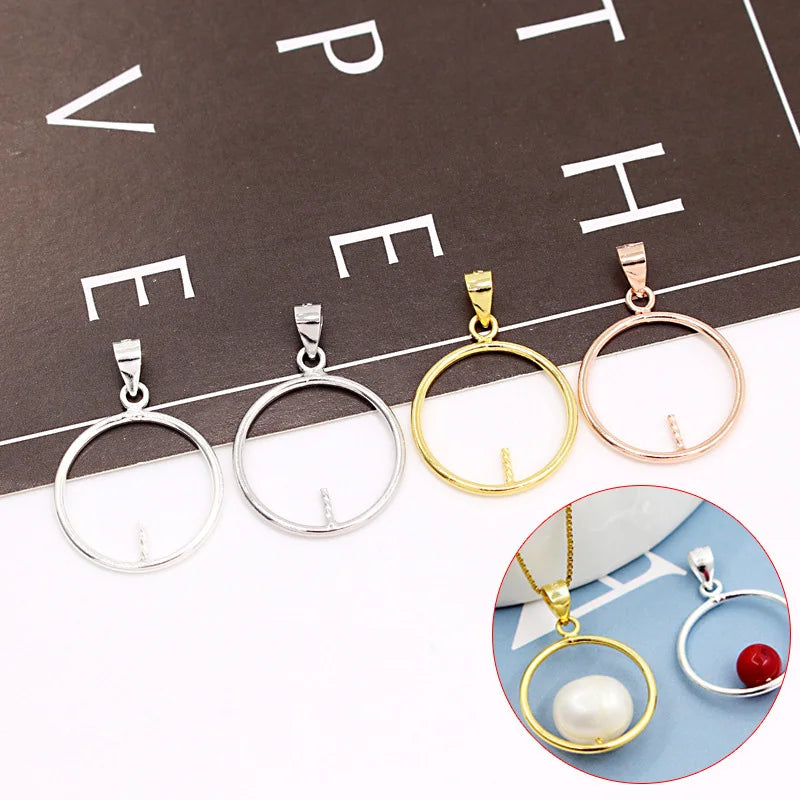 Sterling Silver Bead Frames Fits for Add Beads Round Bead Frames With Screw Bracelet Necklace Bead Frames
