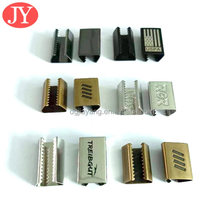 Custom Metal Crimp Tail 15*25mm Copper Lanyard Rope Cord Ends Logo Imprinted Webbing Stopper Clip Nickel-Free Eco-Friendly
