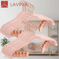 Lavinia Household Light Luxury Flocking Gold Hook Hangers to Save Space Solid Durable Velvet Hangers