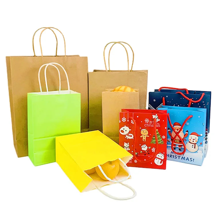 Wholesale Accept Custom Print Kraft Paper Bag with Handle Recyclable Feature Brand Paper Shopping Bag