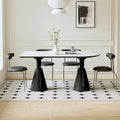 Cream Style Premium Small Household Stackable Dining Chairs Rock Slab Table Top Dining Room Table and Chairs