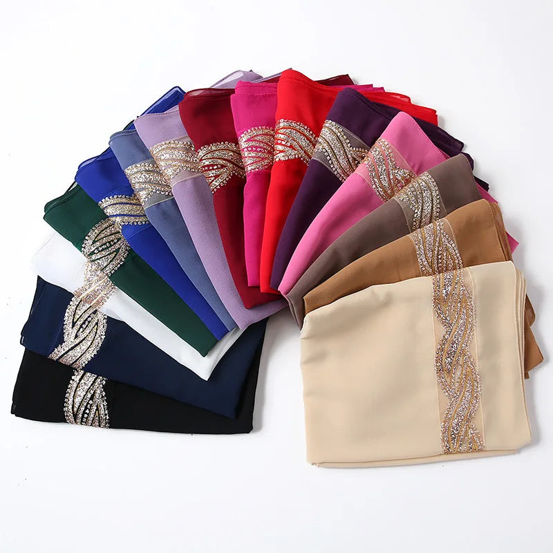 Autumn Scarves Shawls Chiffon Muslim Women Latest Scarfs Luxury Head Crepe Long Plain Bubble Ladies Hijab Scarf