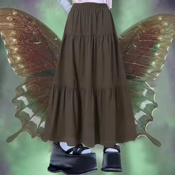 Retro Ramie Cotton Clothes Korean Fashion Harajuku Grunge High Waist Long Skirt Y2K Aesthetic Vintage Pleated Skirt