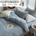 Promotional Comforter 100% Cotton Waffle Bedding Set Simple Design Luxury Plain Color Twin Queen King Size Bedding 4 Piece Sets