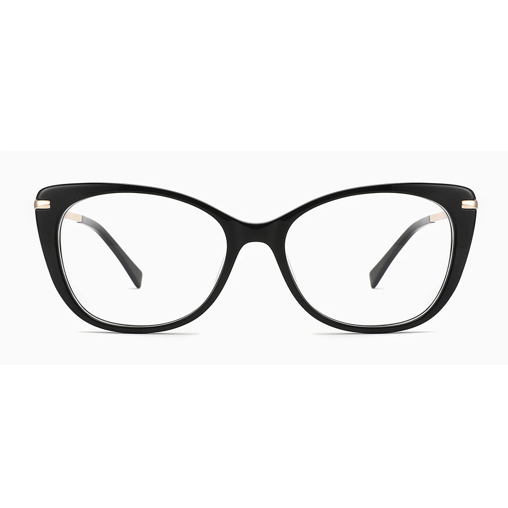 2024 High Quality Biodegradable Acetate Cat Eye Glasses Frames Fashionable Optical Metal Temple Reading Glasses