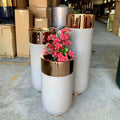 BLVE Spot Wholesale Indoor Hotel Decoration Modern Metal Planters Furniture White Stainless Steel Flower Pots