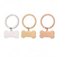 Wholesale Gold Stainless Steel Rectangle Dog Bone Pendant  Personalize Custom logo Tags Blank Metal Keychain Dog Tags for Decor