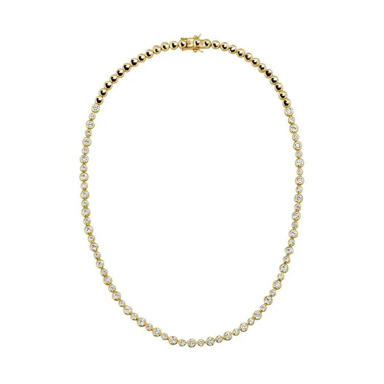 Keiyue N0225 Engagement Gift Women Zircon Copper Beads Trendy Charm Necklace with Circling Setting for Anniversary