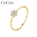 CZCITY Customized Fashion Jewelry Cubic Zirconia Stackable Trendy Girls Flower CZ Diamond Engagement 925 Sterling Silver Ring