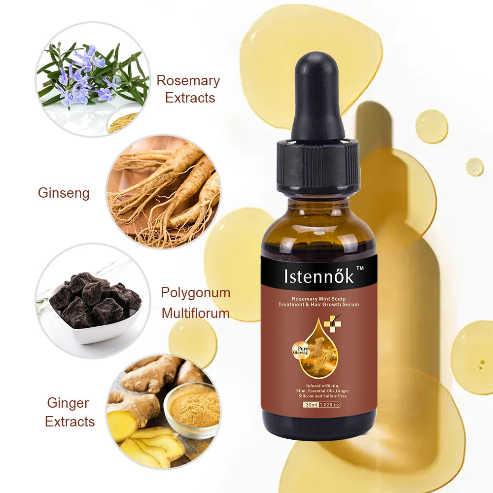 For Organics Rosemary Mint Ginger Scalp Hair Strengthen Oil Infused Hydrolyzed Hyaluronic Acid Biotin Sulfate-Free 2-IN-1
