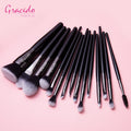 Gracedo Professional Luxury Makeup Brush Set 15pcs Black Pinceaux Maquillage with Custom Logo Low MOQ