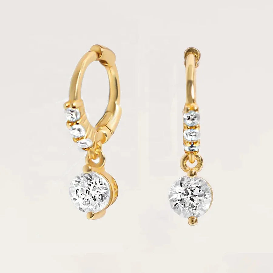 LOZRUNVE Silver 925 Sterling Delicate Unique Crystal Drop Huggie Cartilage Earring Women Jewelry