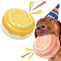 Interactive Dog Birthday Gift Ball Toy Funny Squeaky Dog Chew Toy Cartoon Cute Birthday Cake Shape Daily Use Plastic Pet Bag