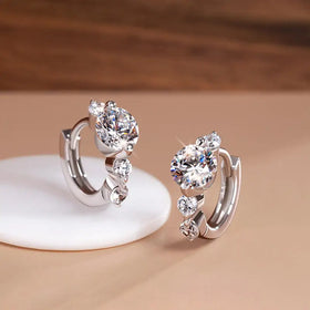 Round Brilliant Cut High Quality Moissanite Earrings 925 Sterling Silver 0.5 Carat Moissanite Hoop Earrings