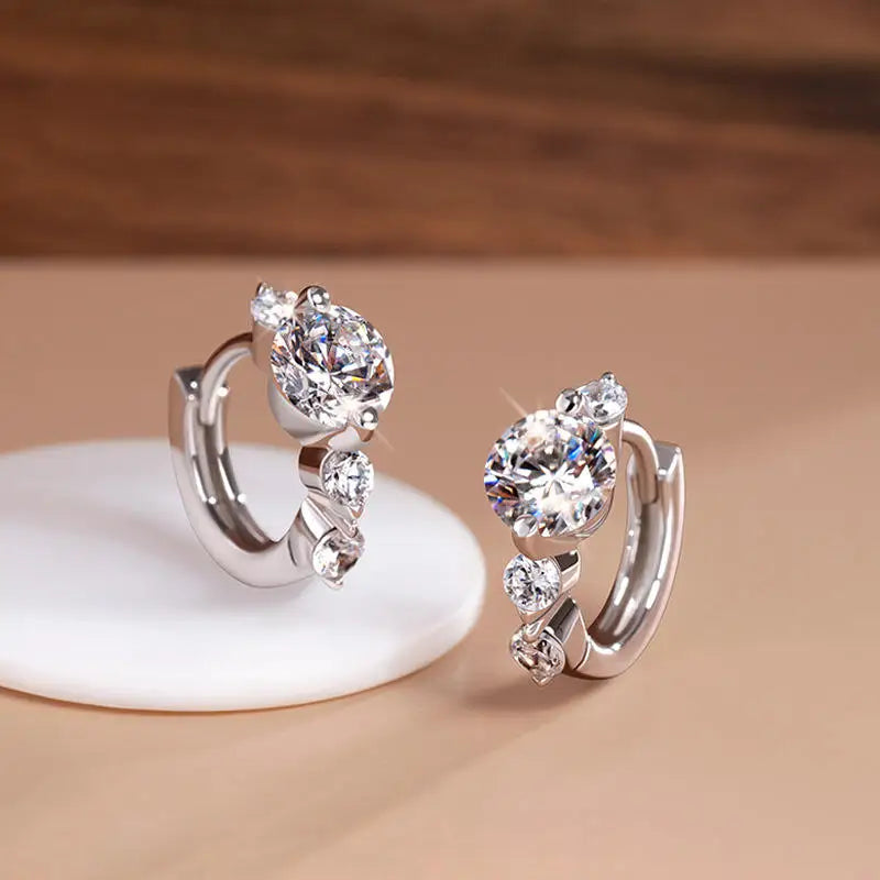 Round Brilliant Cut High Quality Moissanite Earrings 925 Sterling Silver 0.5 Carat Moissanite Hoop Earrings