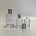 Silver Cap 30ml 50ml 100ml Clear Glass Round Perfume Bottle with Pump Sprayer Seal