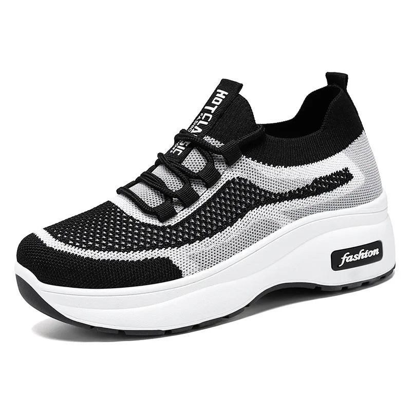 Mesh Breathable Black Women's Sports Shoes Mesh Casual Shoes
