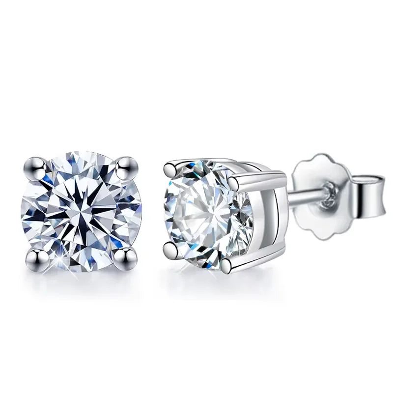 Gra Certified White Moissanite Diamond Men Earrings 925 Sterling Silver 18k Gold Plated 0.5 1 Ct Carat Women Wedding Jewelry