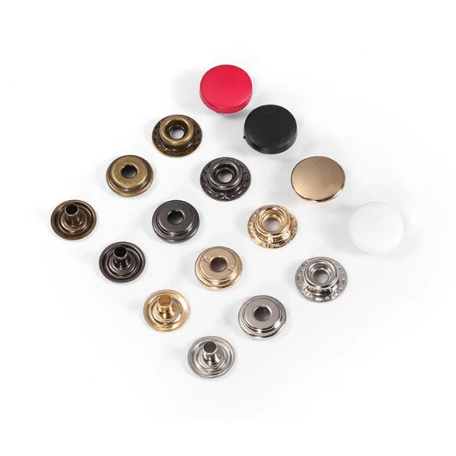 15mm Brass Metal Press Studs Double Snap Buttons (Silver/Golden/Bronze) Bright Finish for Jeans/Clothing/DIY