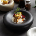 Matte Black Ceramic Show Plate Round Dinner Soup Dessert Salad Pasta Puree Serving Trays Party Home Party Restaurant Dinnerware