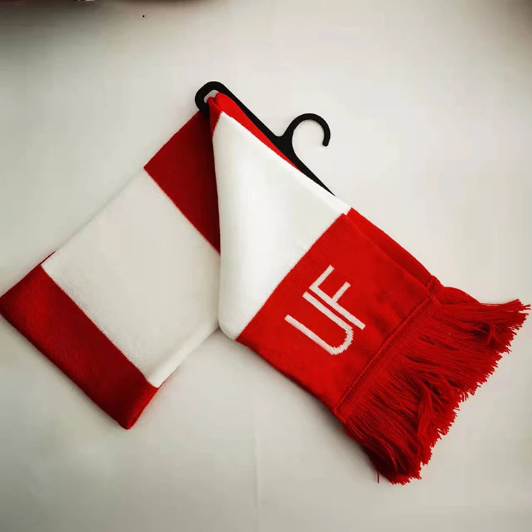 Fashion Ladies Man Foot Ball Fans Sports Durable Fashionable Custom Acrylic Woven Toddler Scarf With Tassel Custom Winter Scarf