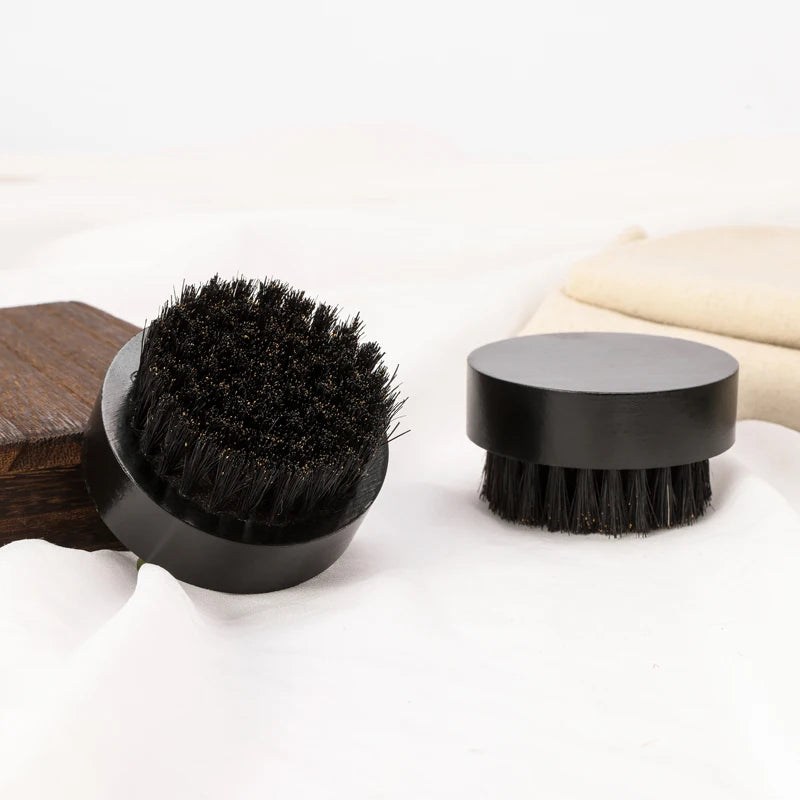 Professional 100% Boar Hair Bristle Shaving Brush for Men Round Black Wooden Bamboo Pocket Beard Brush Men's Beard Grooming Kits