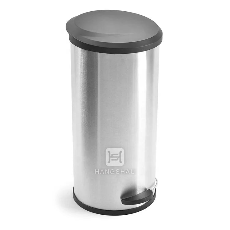30 Liter Round Stainless Steel Step Trash Can With Liner 8 Gallon Pedal Bin Waste Bin With Lids