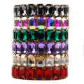 Fashion Women Bohemian Tennis Jewelry 14 Colors Rhinestone Bracelet Elasticity Rectangle Colorful Crystal Glass Bling Bracelets