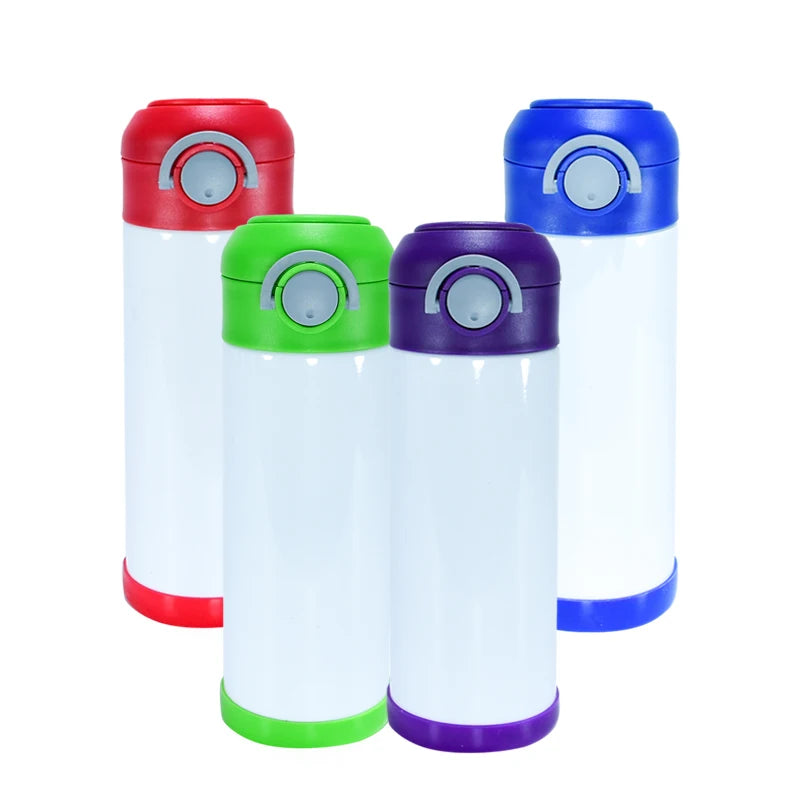 BPA Free New Product 12oz Sublimation Blank Water Bottle Bounce Flip Lid Double Wall Stainless Steel Kids Tumbler