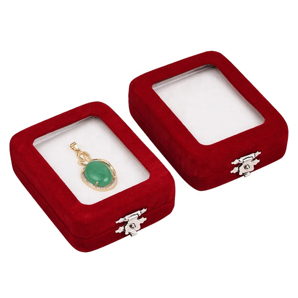 Wholesale Red Jewelry Box Clear Window Silver Lock  Luxury Necklace Packaging Holiday Gifts Pearl Gift Case