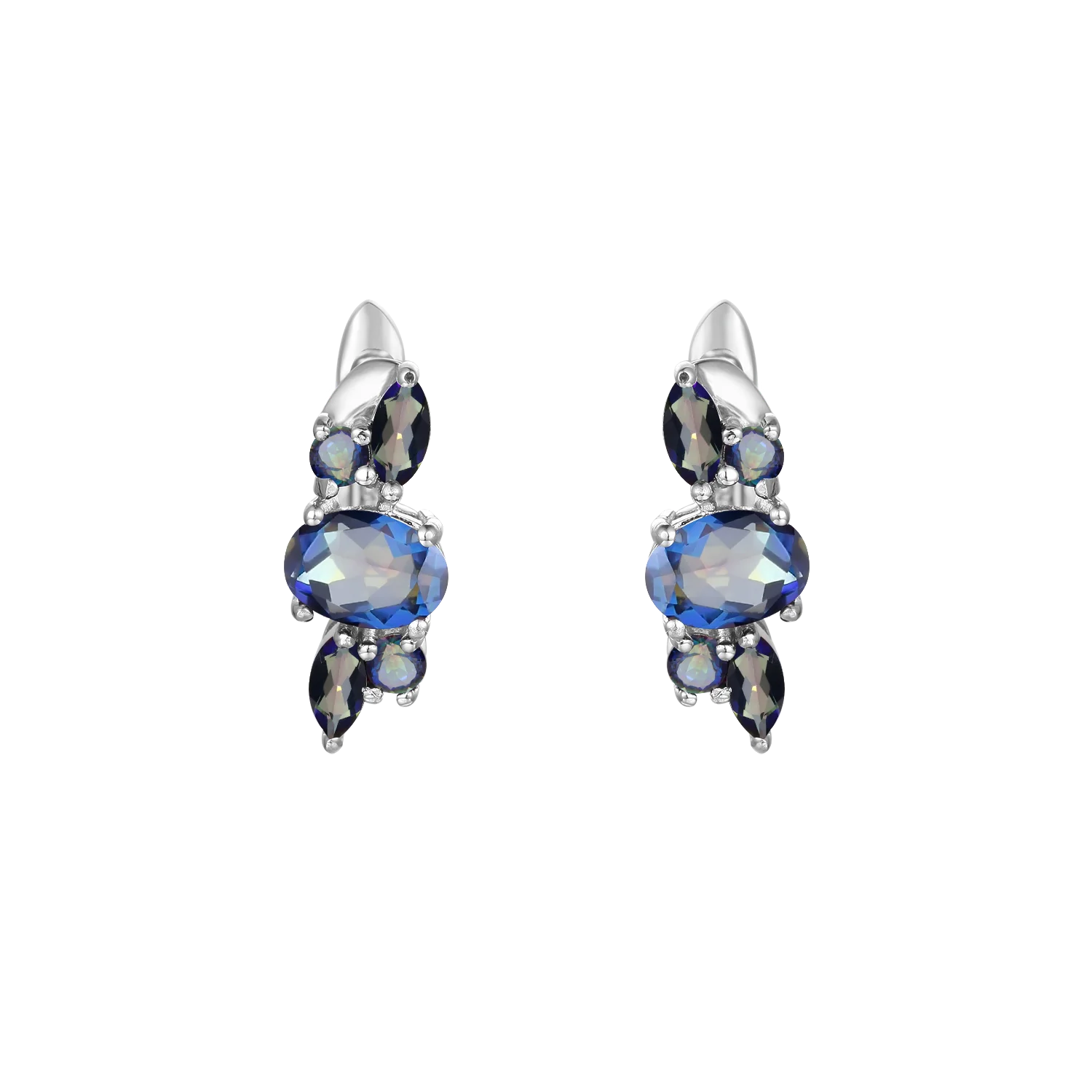 Abiding Natural Mystic Quartz-Blueish Stone Customize 925 Sterling Silver Flower Jewelry Earrings Women for Bridal