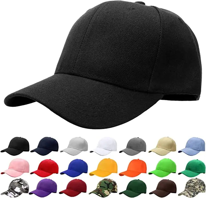 Unisex Cotton Breathable Baseball Cap Black White Fitted Plain Casquette Hat with Adjustable Strap Custom Logo for Sports Use