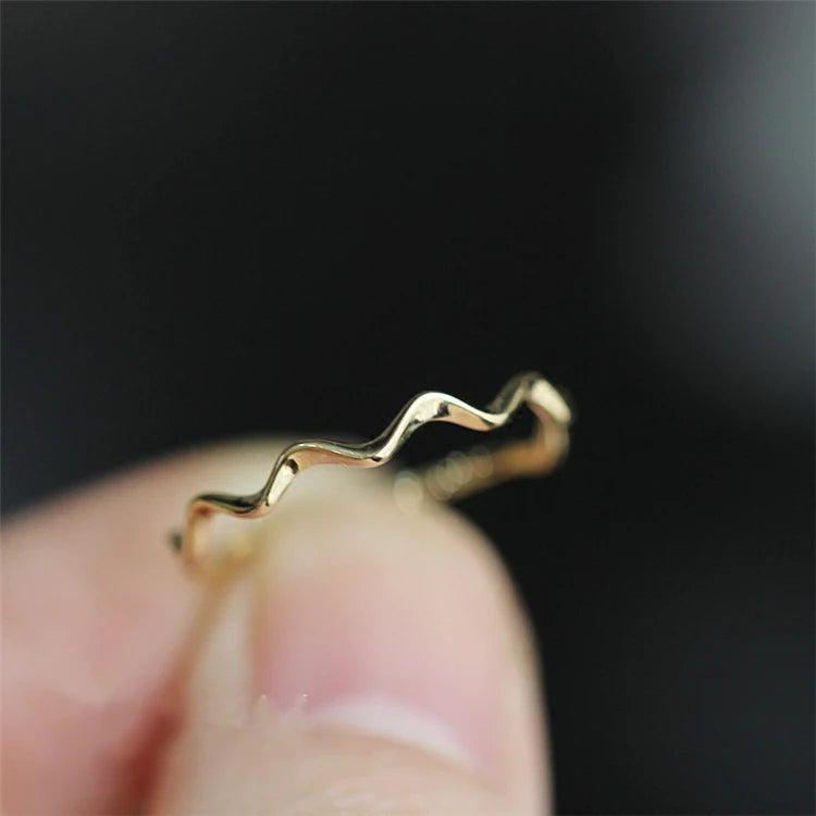 Unique Glirs Cute Design S925 Vintage Wave Ring Women Engagement Plain Ring