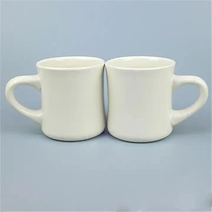 Custom Logo 11oz Vintage Cream White Ceramic Coffee Mug Classic Diner Mug