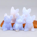 High Quality Natural Blue Chalcedony French Bulldog Gemstone Sculpture Carving Miniature Dog Statue Fashion Trend Decoration