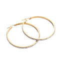 Simple Stainless Steel 18K Gold Plated Exaggerate Big Crystal Circle Earring Titanium Steel 40mm 50mm 60mm Zircon Hoop Earrings