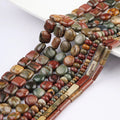 JSES Natural Picasso Jasper Tubular Rondelle Square Beads for Jewelry Making Wholesale Gemstones Crystal Jade Loose Stone Beads